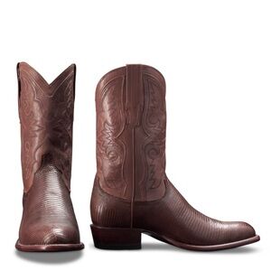 Tecovas The Nolan Hazelnut Brown Leather Lizard Western Cowboy Boots Size 8.5